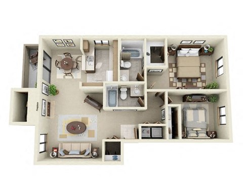 The Alki Two Bedroom Floor plan at Mariner's Glen in Port Orchard, WA